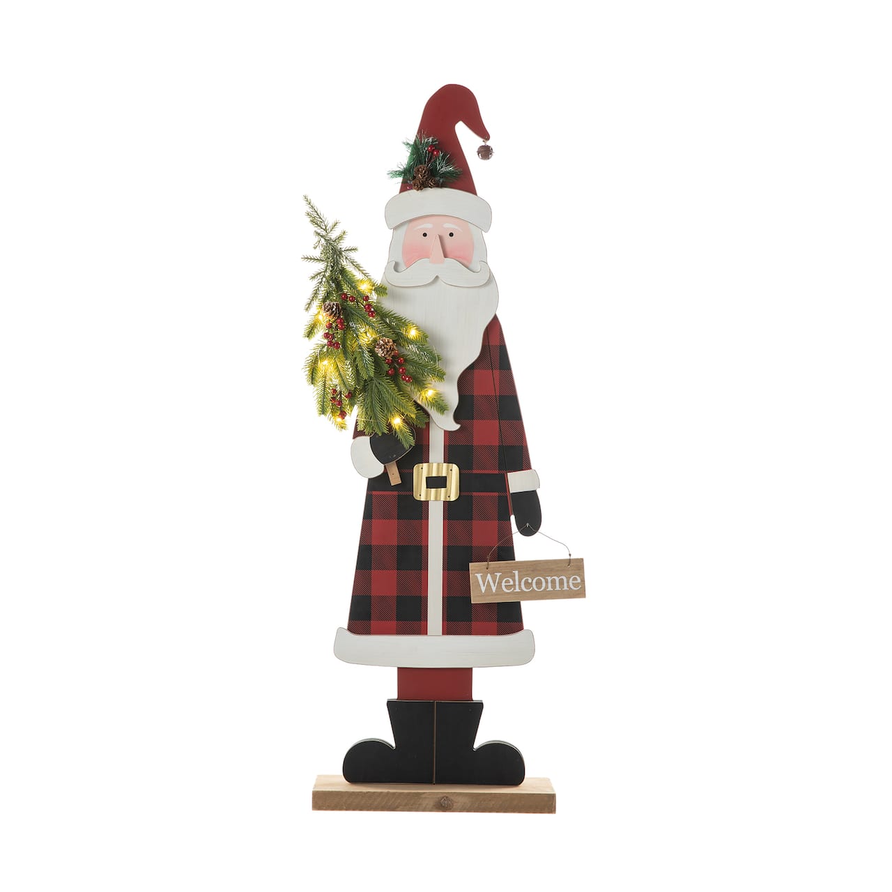 Glitzhome® 36'' Lighted Wooden Santa Porch Décor